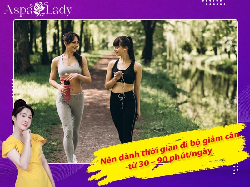 Nên dành thời gian đi bộ giảm cân từ 30 – 90 phút/ngày Nên dành thời gian đi bộ giảm cân từ 30 – 90 phút/ngày