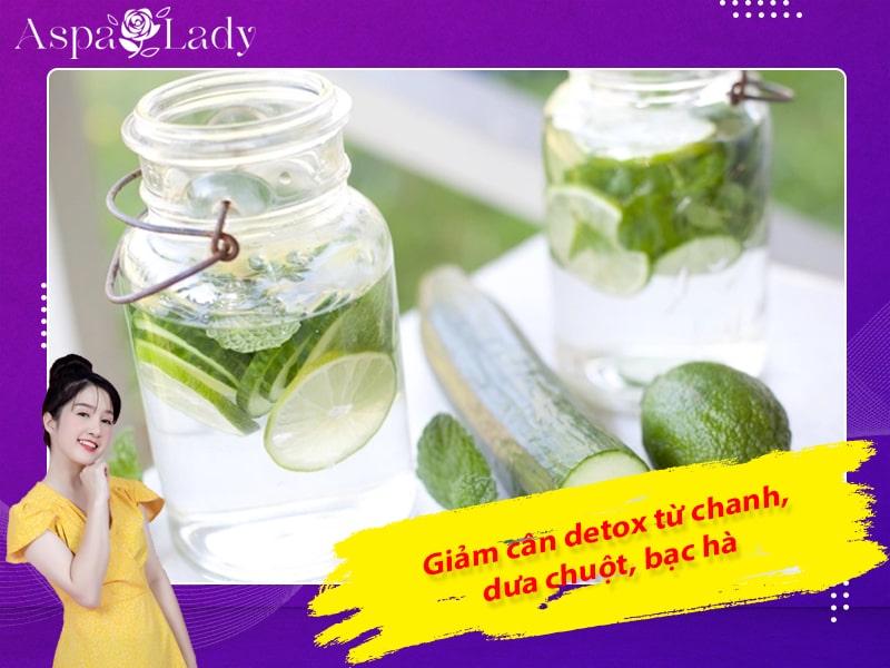 Giảm cân detox từ chanh, dưa chuột, bạc hà Giảm cân detox từ chanh, dưa chuột, bạc hà